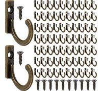 Zhehao 100 Pièces Crochet Simple Murale Crochets de Robe Crochets à Manteau et 110 Pièces Vis pour Clé Suspendue Crochets Bijoux (Bronze)