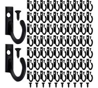 ZHEHAO Lot de 100 petits crochets à clés, petits crochets muraux, crochets simples pour peignoirs, manteaux et 110 vis pour accrocher chapeau, écharpe, sac (noir, 100 pièces)
