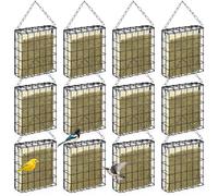 Zhehao Lot de 12 mangeoires à oiseaux à suif à suspendre avec capacité de gâteau unique, mangeoires à suif en métal résistant aux intempéries pour décoration extérieure, jardin, cour, facile à