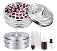 Zhehao Lot de 2 plateaux de communion pour églises avec couvercle et 100 gobelets jetables (argenté)
