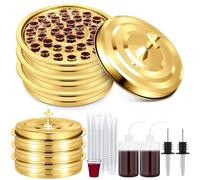 Zhehao Lot de 3 plateaux de communion pour églises avec couvercle et 100 gobelets jetables (doré)