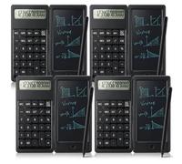 Zhehao Lot de 4 petites calculatrices avec bloc-notes et stylet - Fonction pliable - Bloc-notes et stylet - Noir