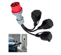 ZHEHNSA Adaptateur CEE répartiteur de courant fort 16 A 400 V Fiche vers 3 x 230V Câble d'extension de couplage avec couvercle à charnière et bouchon de sécurité pour caravanes industrie utilisation