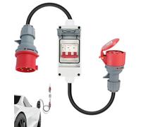 ZHEHNSA CEE Adaptateur 32A vers 16A avec disjoncteur,Adaptateur CEE Courant Fort couplage, rallonge cuivre Pur 5 pôles 400V,IP44 étanche Prise,pour Caravane,Famille，Industrie，Camping Car etc.