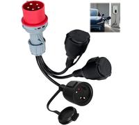 ZHEHNSA CEE Adaptateur 400 V vers 230V x3 répartiteur courant Câble d'extension de couplage avec couvercle à charnière et bouchon de sécurité, Adaptateur cee 16a pour caravanes industrie utilisation