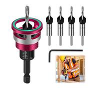 ZHEHNSA Jeu de 6 forets à fraiser, foret à bois à fraiser avec butée de profondeur, précision de perçage de ± 0,02 mm, pour le travail du bois, en HSS-M2,avec tige hexagonale de 1/4 pouce