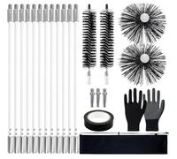 ZHEHNSA Lot de 23 Barres de Brosse de cheminée, Brosse de ramonage, Brosse pour Tuyau de poêle 150 mm, 40 mm, Brosse de Nettoyage en Nylon avec tiges Flexibles 12 x 410 mm, Utilisation avec forets