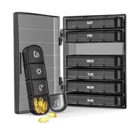 ZHEN DEKO Pilulier Semainier 7 Jours 28 Compartiments Piluliers Medicaments Rangement Grande Capacité Pilulier Semaine Matin Midi Soir pour Vitamines Suppléments et Médicaments (Noir)