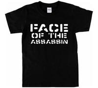 zhen xin cai Face of The Assassin' Unisex Mens T Shirt 100% Cotton - Retro, Punk, 1970's, Strummer T-Shirt Black XL