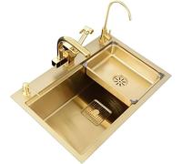 ZHENCHAO Évier de Cuisine en Acier Inoxydable Nano Undermount Évier de Cuisine en Acier Inoxydable Manuel de Cuisine Domestique Grand Emplacement Unique (Color : Gold, Size : 75 * 46 * 22cm