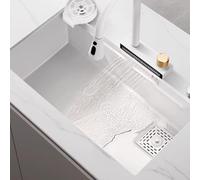 ZHENCHAO Évier Multifonction de Cuisine avec tuyaux de Drainage Blancs, Grand évier à cuve Unique en Acier Inoxydable avec Planche à découper et Bassin Mobile, évier d'angle de Bar avec AC