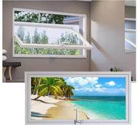ZHENCHAO Fenêtre rectangulaire avec Cadre en Alliage d'aluminium et Verre trempé, hublot Rotatif à 360°, fenêtre coulissante L 60 70 80 90 100 cm (Blanc, 80 x 30 cm)