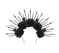ZHENGCI Bandeaux à pointes pour femme - Fleur de mariée - Pour Halloween - Guirlande florale - Crâne