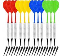 Zhenghebuy Flechette Pointe Plastique,12 Fléchettes avec 100 Pointes,Fléchettes Pointe Molle pour Cible Flechette Electronique pour Débutants,Amateurs Fléchettes