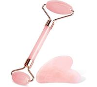 Zhenghebuy Gua Sha et Rouleau de Jade Outil,Gua Sha Quartz Rose Corps,Jade Roller Visage et Gua Sha Masseur,Massage Visage pour Anti-âge,Anti-rides