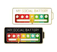 Zhenghebuy My Social Battery Pin,2 Pièces Broches De Batterie Sociale,Broches et Pin's Fantaisie Prix Mini,Épingle de Bouton d'Humeur Interactive pour 7 Jours,Badge d'Anxiété pour la Santé Mentale