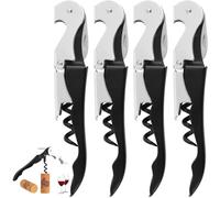 Zhenghebuy Ouvre-Bouteille 4 Pièces 3 en 1 Couteau de Sommelier en Acier Inoxydable avec Décapsuleur et Coupe-Capsule,Ouvre Biere Décapsuleur pour Serveurs,Sommelier,Barmans