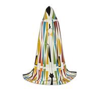 Zhengjia Cape à capuche art moderne du milieu du siècle avec motif chat pour Halloween, sorcière et cosplay, déguisement pour adulte/enfant pour bal masqué, Halloween, fête de famille