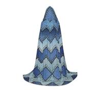 Zhengjia Cape à capuche avec imprimé denim bleu dégradé pour déguisement de sorcière pour adulte/enfant pour bal masqué, Halloween, fête de famille