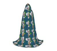 Zhengjia Cape à capuche avec imprimé koala arbre câlin sorcière accessoires cosplay adulte/enfant Déguisement pour bal masqué, Halloween, fête de famille