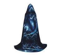 Zhengjia Cape à capuche avec imprimé lune étoiles et planètes - Accessoire de déguisement pour adulte/enfant - Pour bal masqué, Halloween, fête de famille
