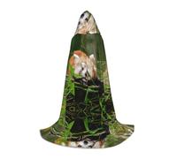 Zhengjia Cape à capuche avec imprimé petit panda rouge - Accessoire de déguisement pour adulte/enfant - Pour bal masqué, Halloween, fête de famille