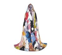 Zhengjia Cape à capuche colorée avec imprimé chevaux de dessin animé pour adultes et enfants pour bal masqué, Halloween, fête de famille