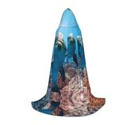 Zhengjia Cape à capuche drôle de dauphin qui vous regarde, accessoire de cosplay pour adulte/enfant, déguisement pour bal masqué, Halloween, fête de famille