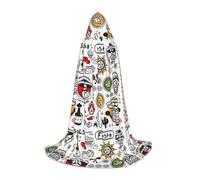 Zhengjia Cape à capuche mexicaine avec imprimé symboles de la salsa pour Halloween, déguisement de sorcière pour adulte/enfant, déguisement pour bal masqué, Halloween, fête de famille