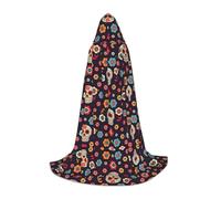 Zhengjia Cape à capuche mexicaine avec imprimé tête de mort - Accessoire de déguisement pour adulte/enfant - Pour bal masqué, Halloween, fête de famille
