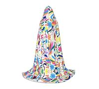 Zhengjia Cape à capuche mexicaine Otomi avec imprimé d'animaux Otomi - Accessoire de cosplay pour adulte/enfant - Pour bal masqué, Halloween, fête de famille