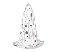 Zhengjia Cape à capuche moderne à pois rose, gris, blanc, pour Halloween, sorcière, accessoires de cosplay pour adulte/enfants, déguisement pour bal masqué, Halloween, fête de famille