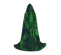 Zhengjia Cape à capuche verte avec imprimé plantes tropicales pour déguisement de sorcière pour adulte/enfant pour bal masqué, Halloween, fête de famille