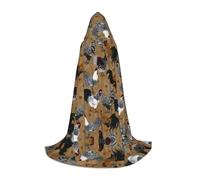 Zhengjia Cape de sorcière à capuche avec imprimé coq pour adulte/enfant - Costume pour bal masqué, Halloween, fête de famille