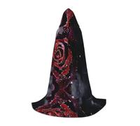Zhengjia Cape de sorcière à capuche avec imprimé rose rosée - Accessoire de cosplay pour adulte/enfant - Pour bal masqué, Halloween, fête de famille
