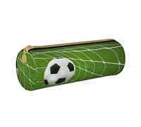 Zhengjia Trousse ronde en cuir avec motif de football - Grande capacité pour l'école et le bureau, blanc, Taille unique, Cartable