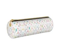 Zhengjia Trousse ronde en cuir coloré dessiné à la main avec flèches de style bohème - Grande capacité pour l'école et le bureau, blanc, Taille unique, Cartable