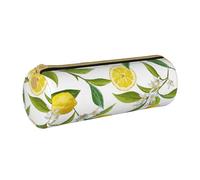 Zhengjia Trousse ronde en cuir jaune citron - Grande capacité pour l'école et le bureau, blanc, Taille unique, Cartable