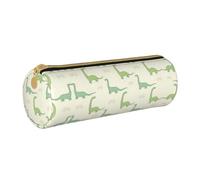 Zhengjia Trousse ronde en cuir motif dinosaure - Grande capacité pour l'école et le bureau, blanc, Taille unique, Cartable