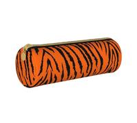Zhengjia Trousse ronde en cuir orange tigre léopard grande capacité pour l'école et le bureau, blanc, Taille unique, Cartable