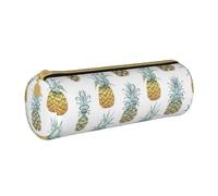 Zhengjia Trousse ronde en cuir tendance ananas - Grande capacité pour l'école et le bureau, blanc, Taille unique, Cartable