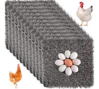 Zhengmy Lot de 12 tapis de nidification lavables pour poulailler, tapis de gazon synthétique, 30,5 x 30,5 x 3,1 cm (gris)