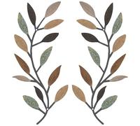 Zhengmy Lot de 2 décorations murales en métal en forme de feuille d'arbre de vigne, branche d'olivier, décoration murale pour salon, couloir, décoration extérieure (couleur classique)