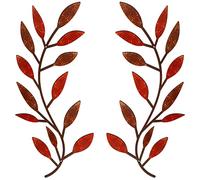 Zhengmy Lot de 2 décorations murales en métal pour décoration murale en forme de feuille d'olivier - En fer forgé au-dessus du lit, du salon, de la décoration extérieure (couleur rétro)