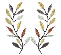 Zhengmy Lot de 2 feuilles d'arbre en métal pour décoration murale en fer forgé au-dessus du lit, salon, décoration extérieure (multicolore)
