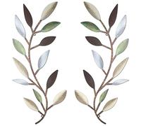 Zhengmy Lot de 2 feuilles d'arbre en métal pour décoration murale en fer forgé au-dessus du lit, salon, décoration extérieure (coloré)