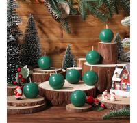 Zhengmy Lot de 8 mini bougies rondes de 5,1 cm en cire - Cadeau de Noël pour Noël, les dîners, les centres de table (vert)