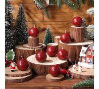Zhengmy Lot de 8 mini bougies rondes en cire de 5,1 cm - Cadeau de Noël pour Noël, dîner, centre de table (rouge)