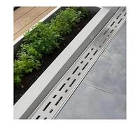 ZHENGQIAN Caniveau Exterieur,Extra Plat en Acier Inoxydable 304,Caniveau De Tranchée De 1 M avec Grille pour Extérieur,Clôture, Jardin,Drainage des Eaux Pluviales(H4*W15CM/H1.57*W5.9IN)