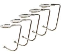 ZHENJIER Lot de 5 crochets de sac à main, crochets en métal longs pour sac à main de table, bureau, support de sac portable sous le comptoir pour femmes et filles